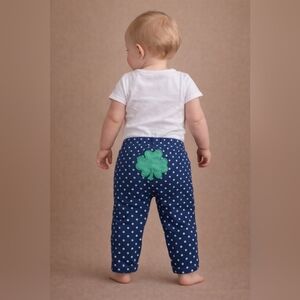 M4) Carter’s Baby Girl Navy Polka Dot Pants 9 Months Shamrock St Patrick’s Day